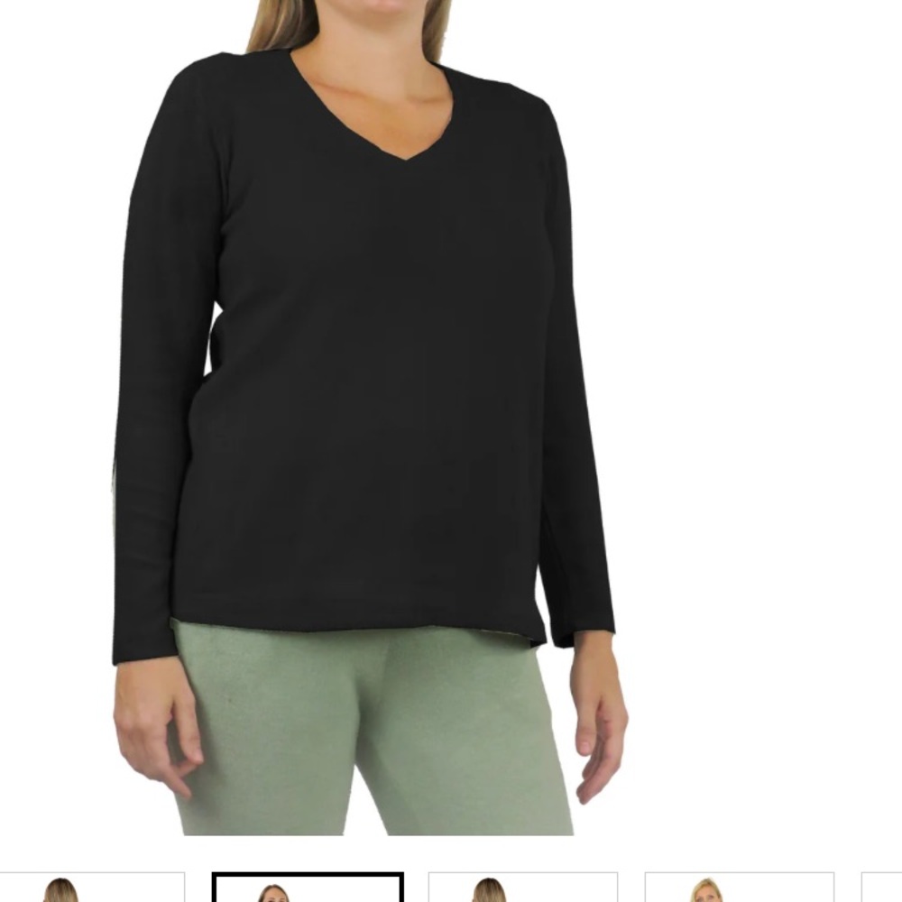 LA Cera XL v-neck light fleece shirt sweater black
